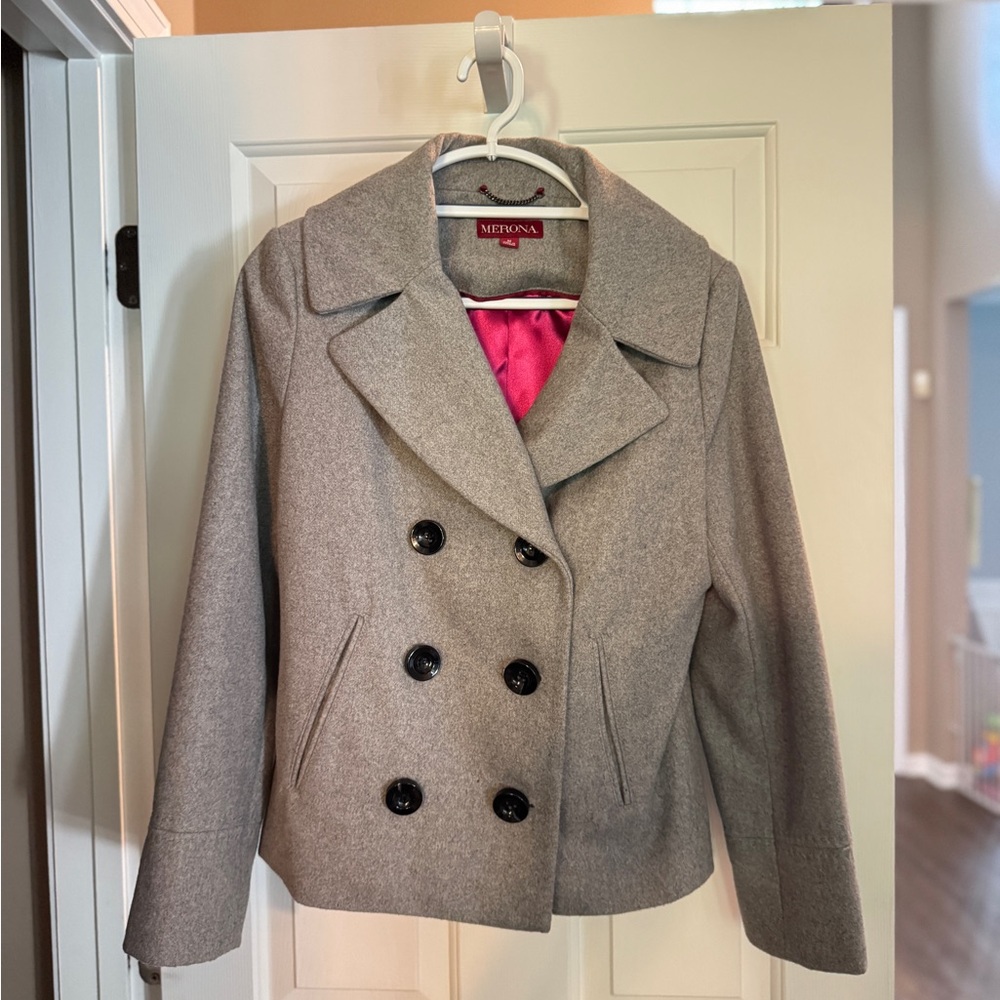 Merona Women's Peacoat in Gray with Pink Lining